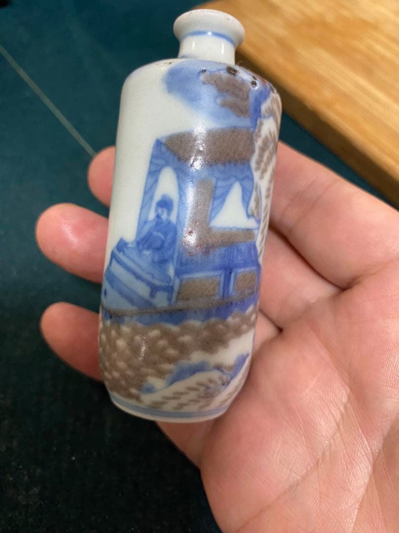 鼻煙壼 青花釉裏紅 清時代 康熙年製 唐物