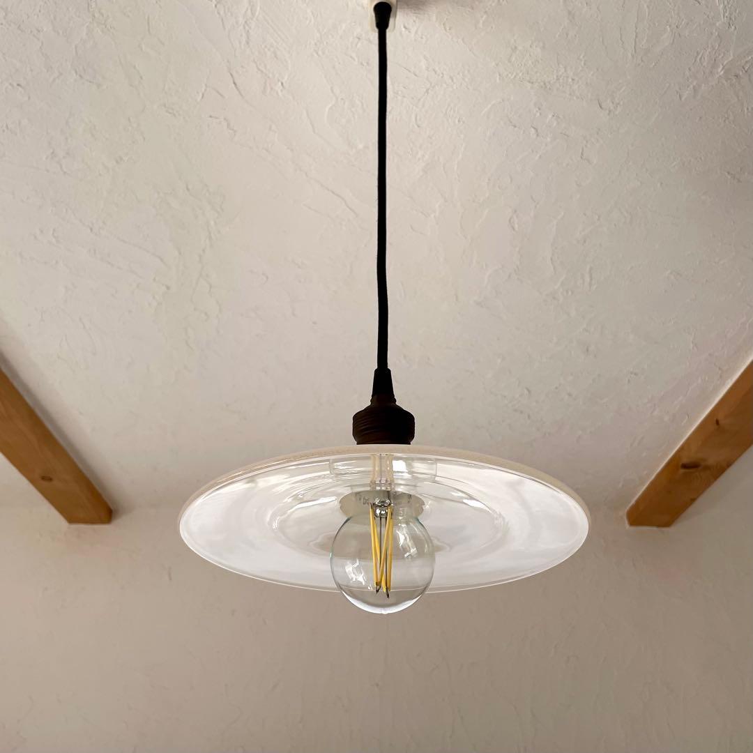 ペンダントライト　ミルクガラス製　昭和レトロ　23cm