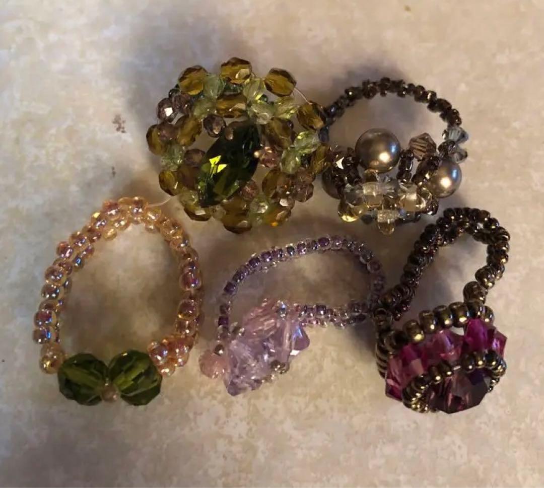 ハンドメイド ビーズリング お得な5個セット　バラ売り可能