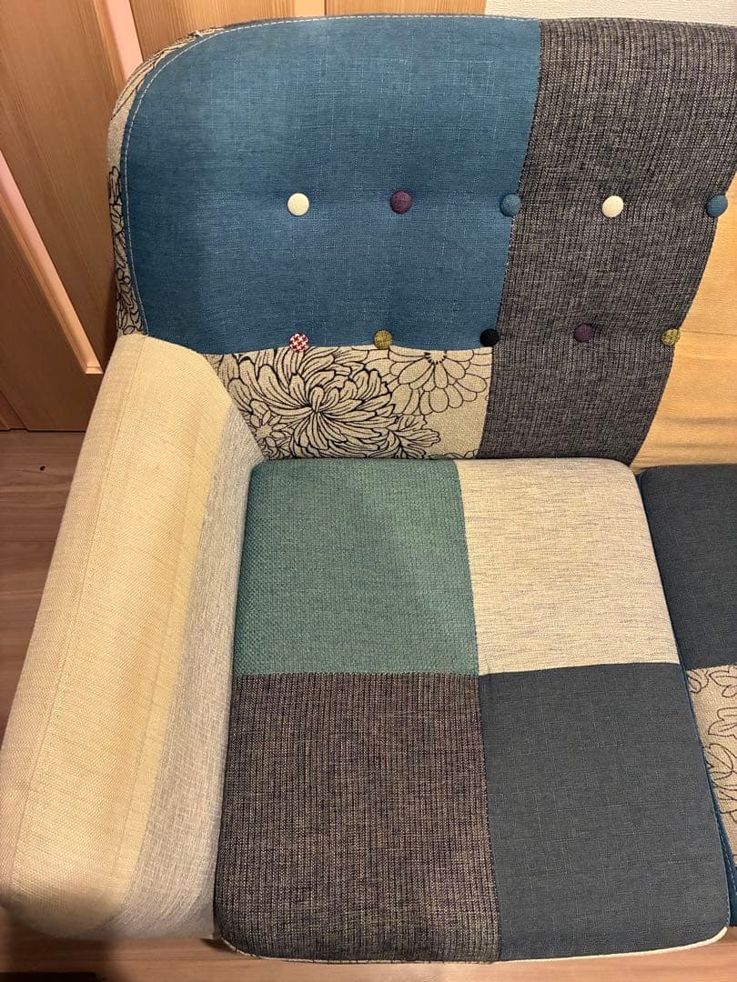 【たのメル便】2人掛けソファ　北欧 パッチワーク