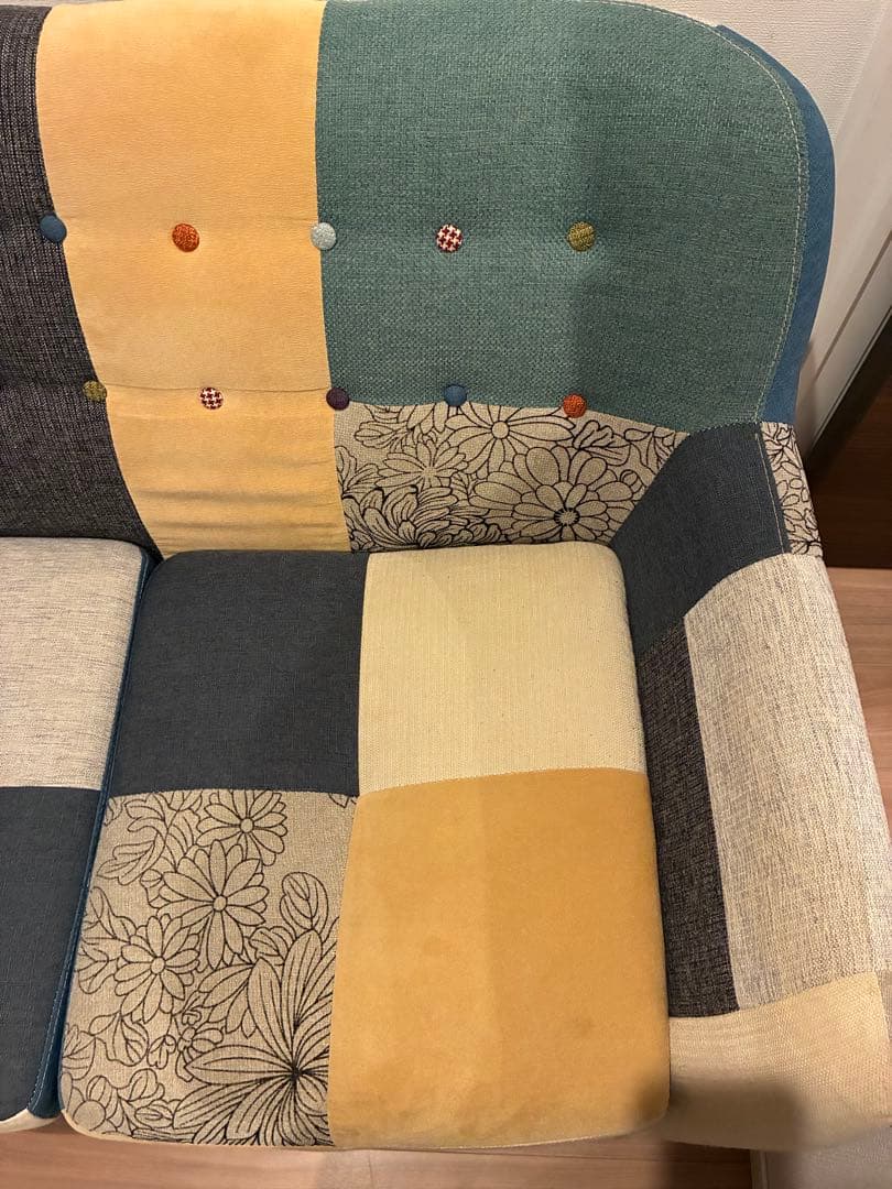 【たのメル便】2人掛けソファ　北欧 パッチワーク