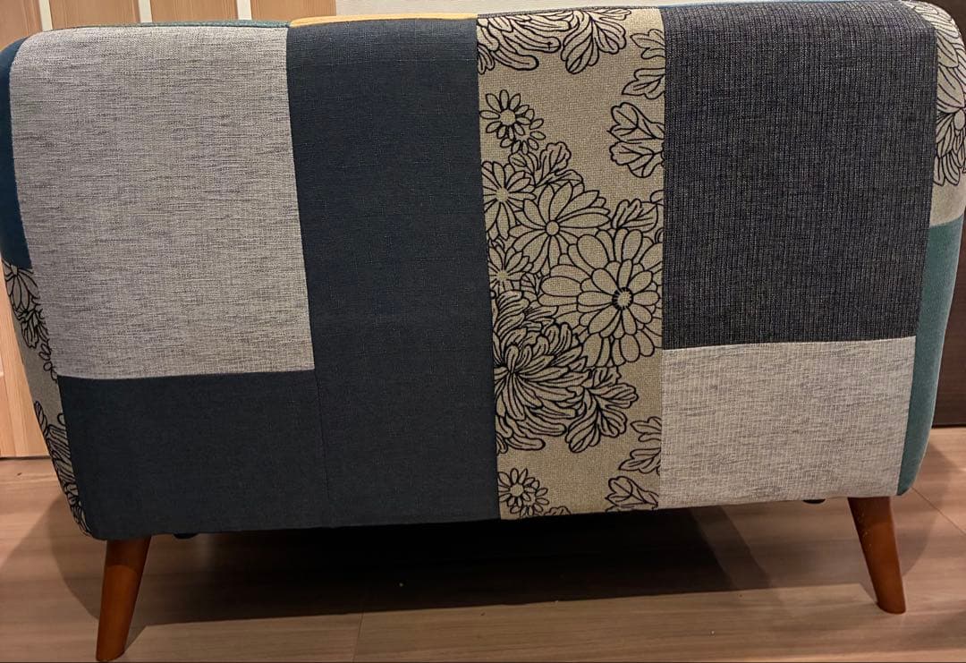 【たのメル便】2人掛けソファ　北欧 パッチワーク