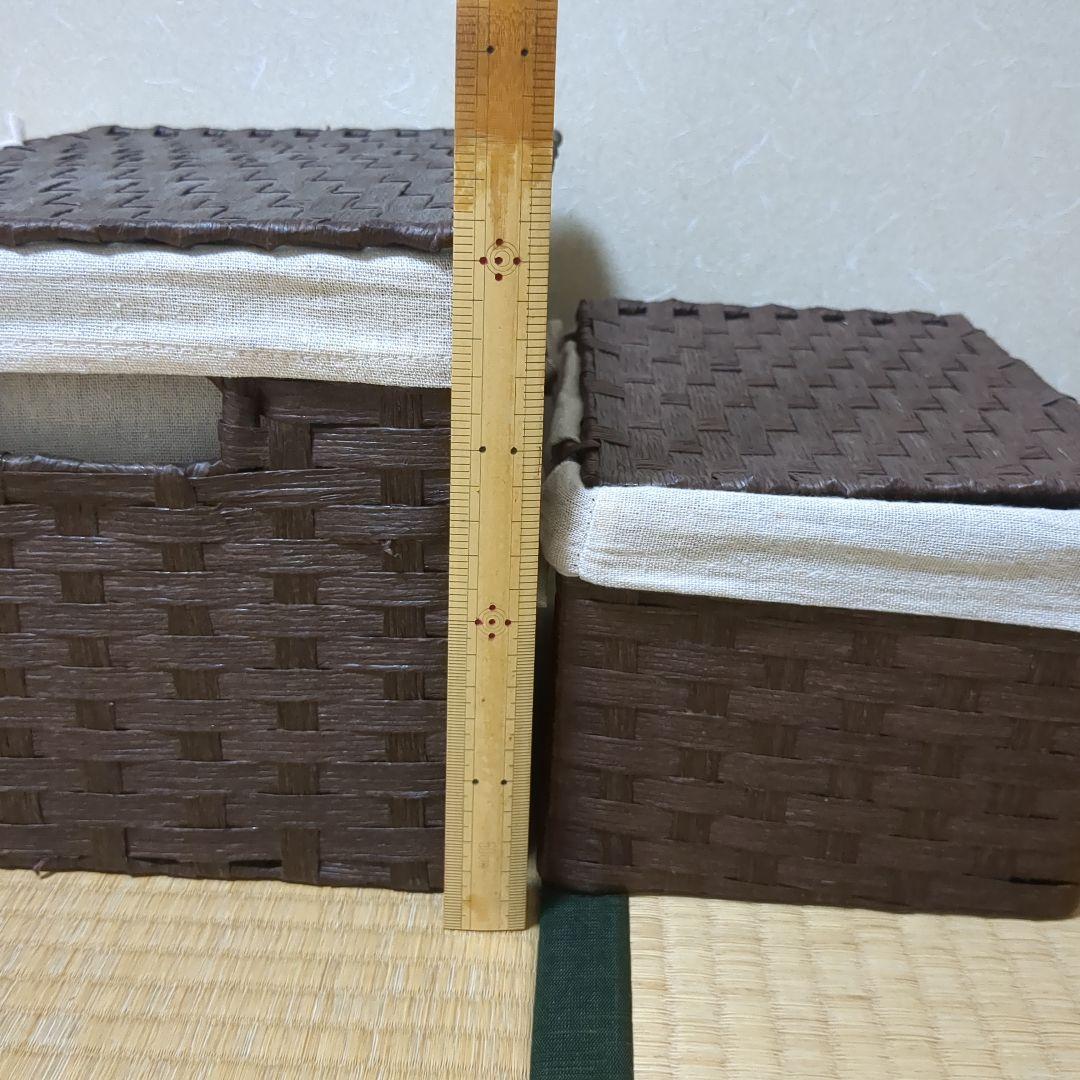 収納バスケットセット 内布付き カントリー 蓋付き収納ボックス マガジンラック