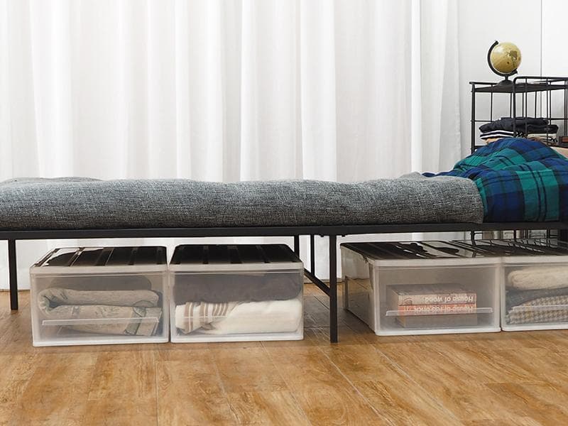 通気性良し！お買い得フロアベッド【シングル　ブラック】