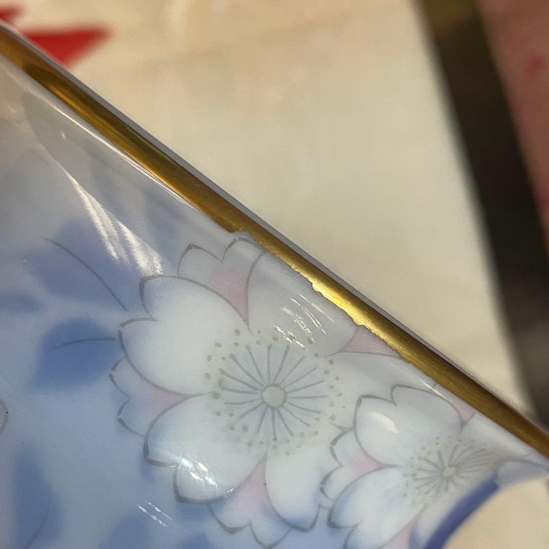 美品　深川製磁　花瓶　桜と鳥　花生　　高さ約28cm