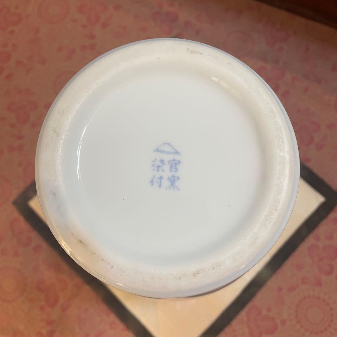 美品　深川製磁　花瓶　桜と鳥　花生　　高さ約28cm