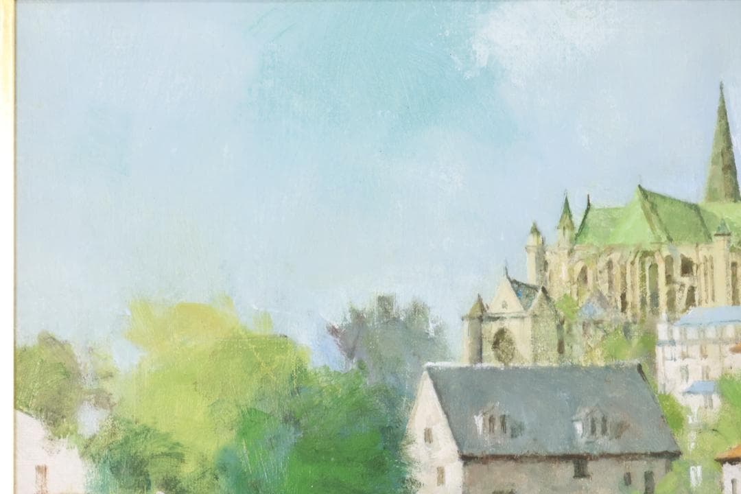 【真作】 大歳克衛 「 シャルトル新緑 」 油彩F6号　青木画廊　BJ237