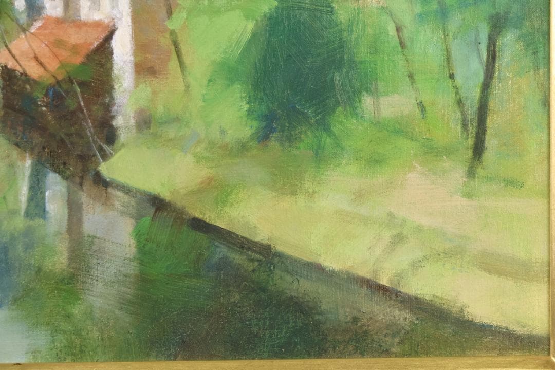 【真作】 大歳克衛 「 シャルトル新緑 」 油彩F6号　青木画廊　BJ237