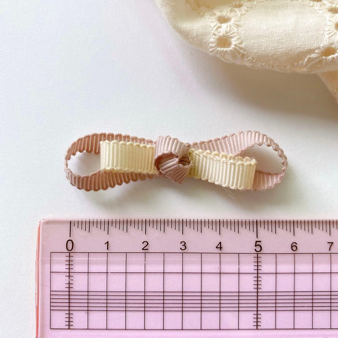 ❁くすみカラーリボン2❁ ベビーヘアピン　ベビーヘアクリップ　ベビーヘアゴム