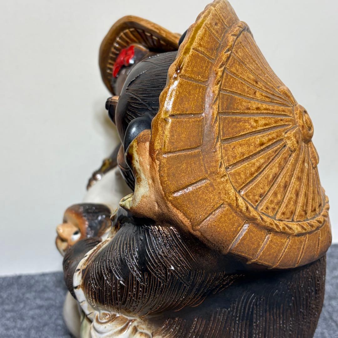 信楽焼 家族仲良しタヌキ /陶器 縁起物 たぬき 置物