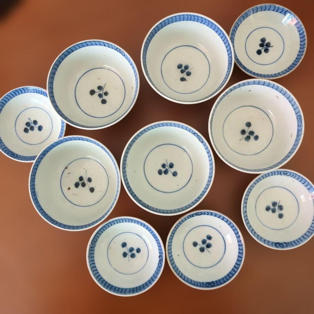 骨董　伊万里　茶碗　蓋付碗　色絵　陶器　アンティーク　5つ