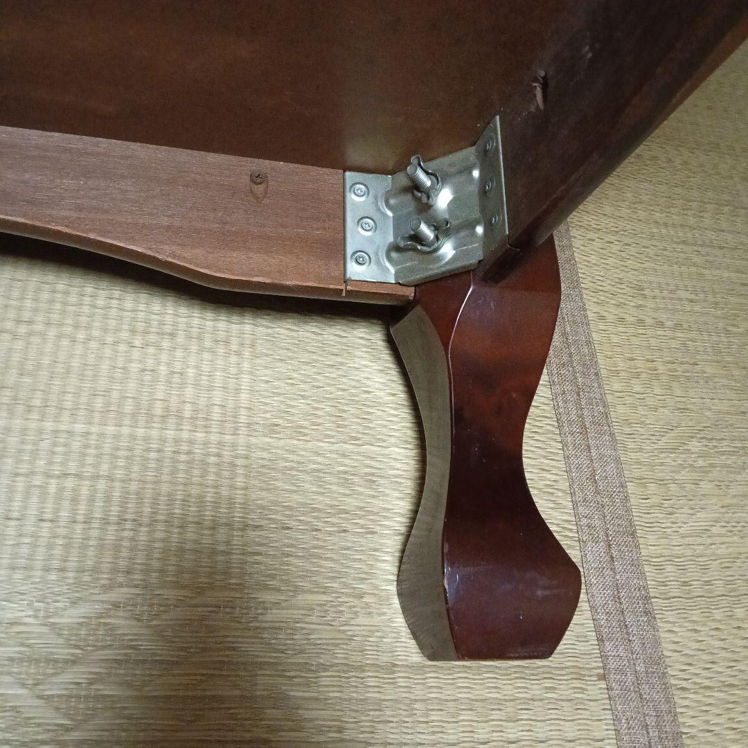 引取限定　ダークブラウン木製座卓　一枚板風　取り外し脚　猫脚　DIY