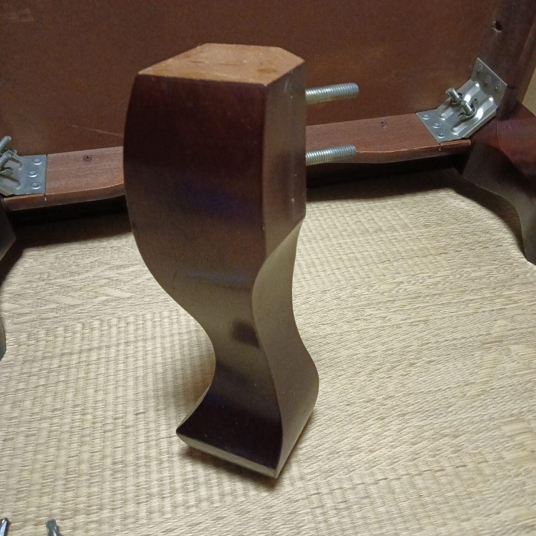 引取限定　ダークブラウン木製座卓　一枚板風　取り外し脚　猫脚　DIY