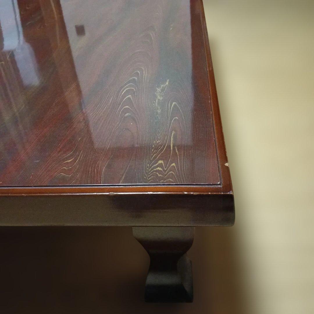 引取限定　ダークブラウン木製座卓　一枚板風　取り外し脚　猫脚　DIY