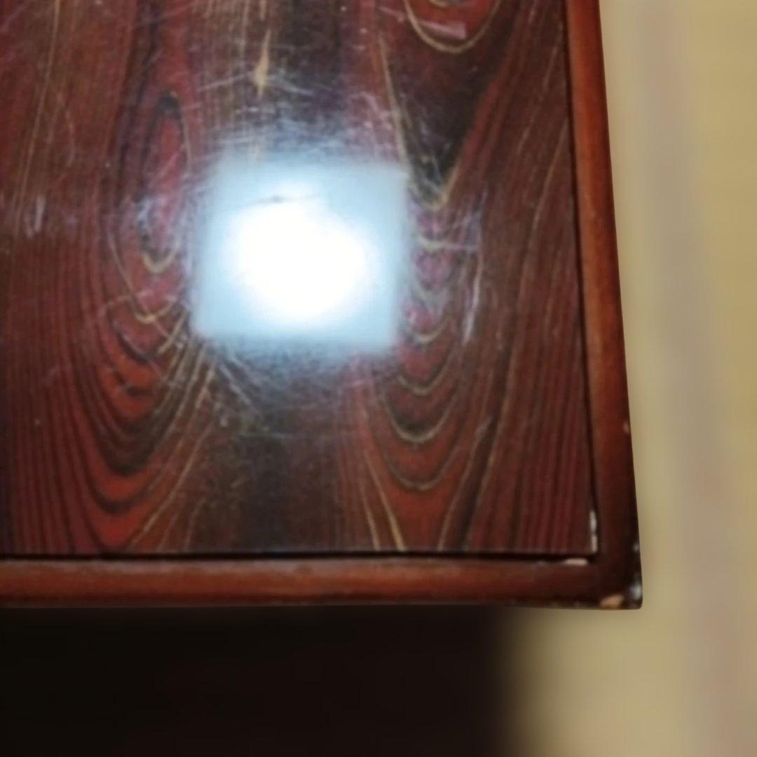 引取限定　ダークブラウン木製座卓　一枚板風　取り外し脚　猫脚　DIY