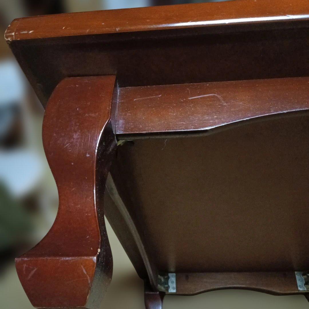 引取限定　ダークブラウン木製座卓　一枚板風　取り外し脚　猫脚　DIY