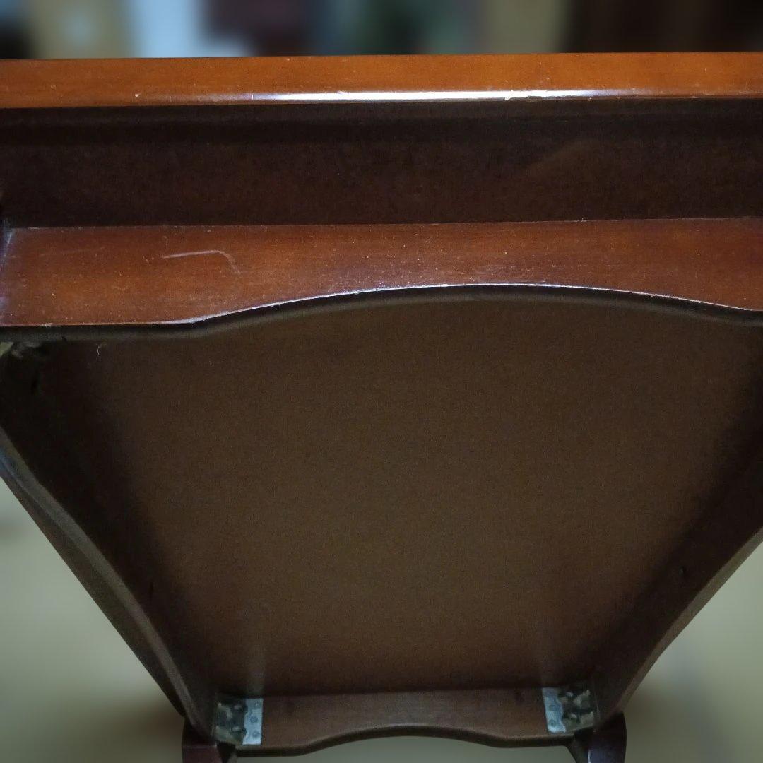 引取限定　ダークブラウン木製座卓　一枚板風　取り外し脚　猫脚　DIY