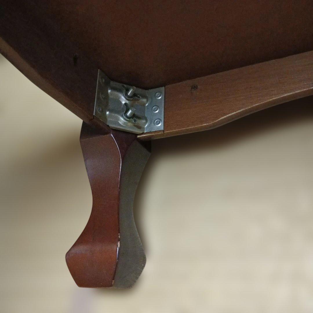 引取限定　ダークブラウン木製座卓　一枚板風　取り外し脚　猫脚　DIY