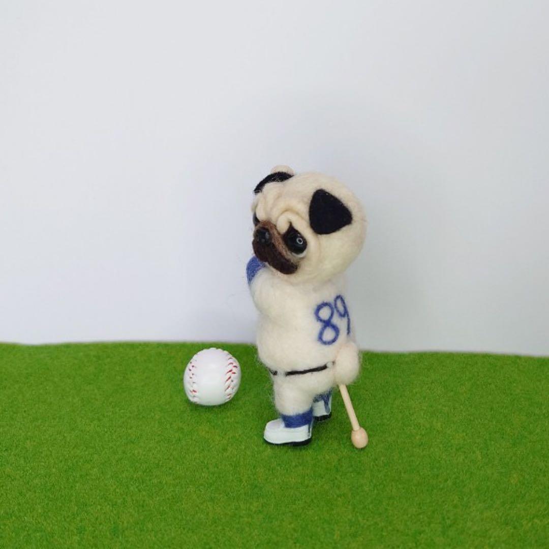 オーダー受付中❤️羊毛フェルト　野球部パグちゃん
