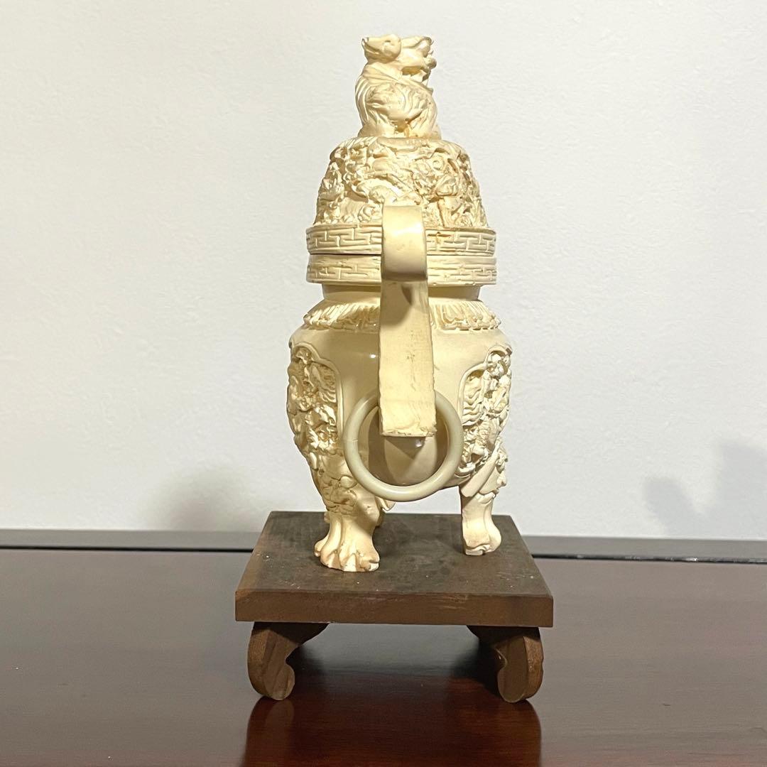 『中国』　アンティーク　練物　獅子鈕蓋爐　香炉　置物 骨董 中国工芸品香炉