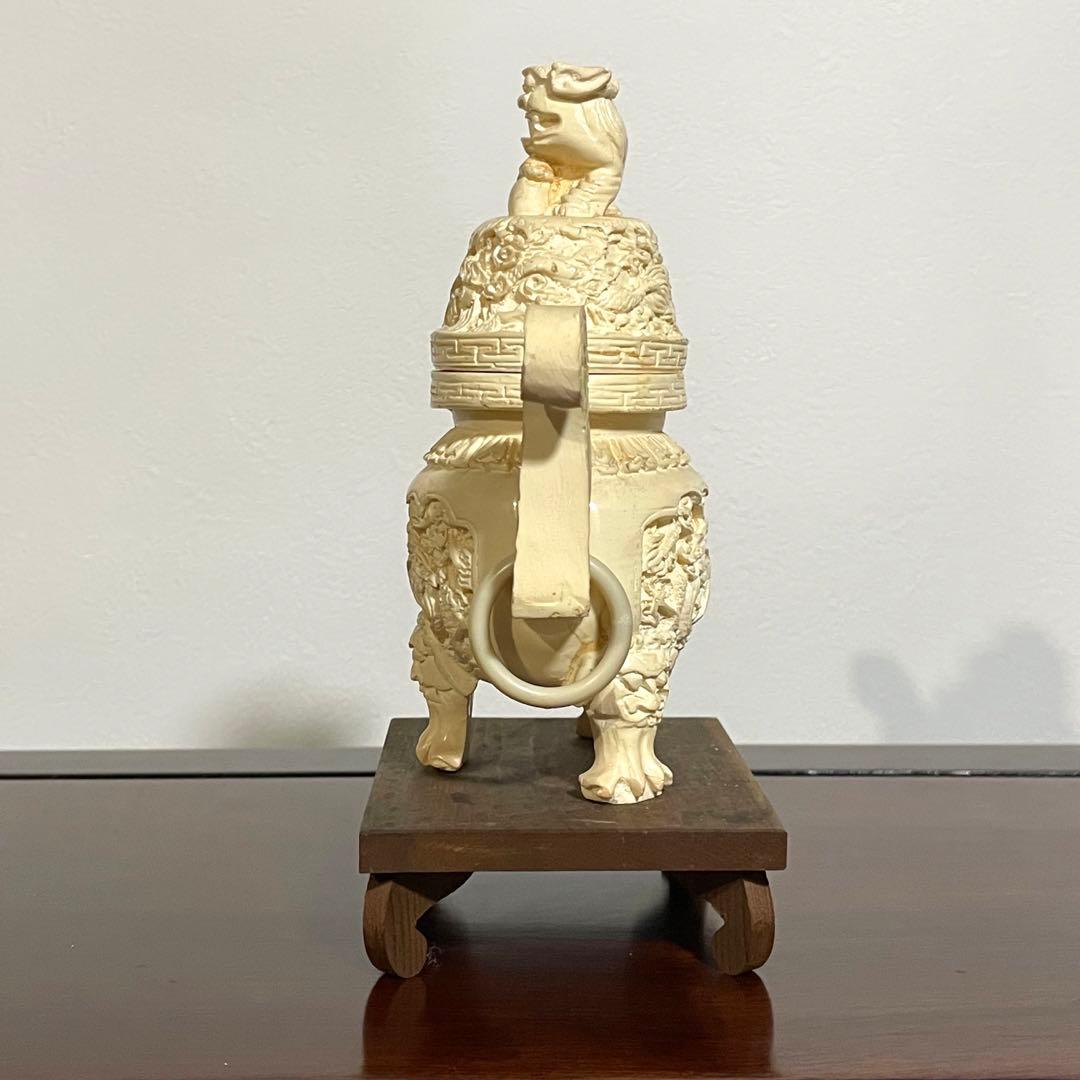 『中国』　アンティーク　練物　獅子鈕蓋爐　香炉　置物 骨董 中国工芸品香炉