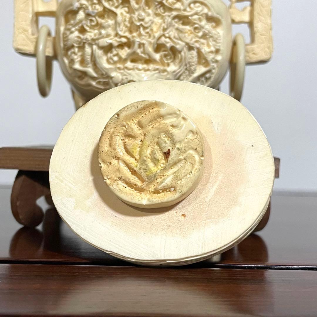 『中国』　アンティーク　練物　獅子鈕蓋爐　香炉　置物 骨董 中国工芸品香炉