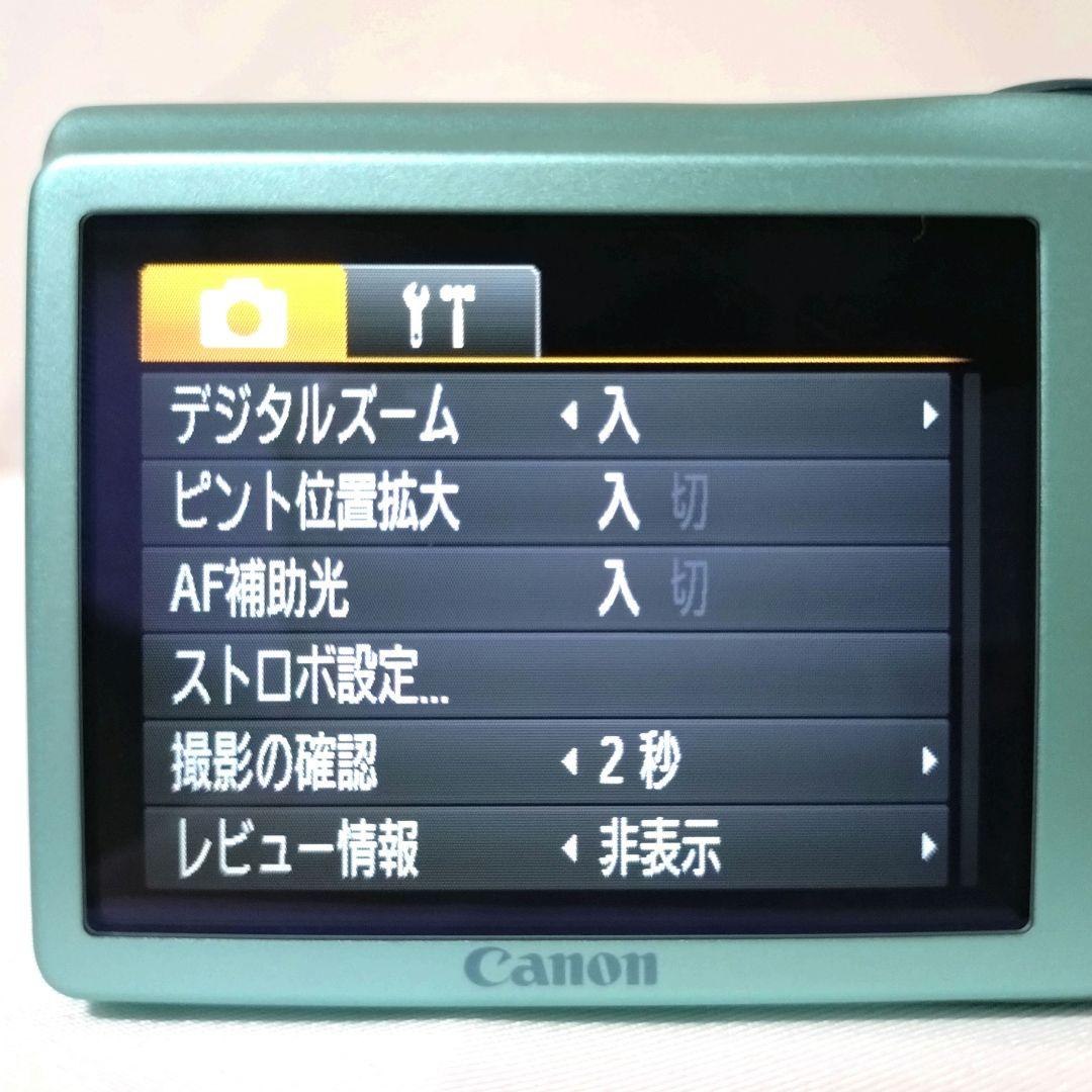 美品　Canon　IXY 200F　グリーン　デジカメ　オールドコンデジ
