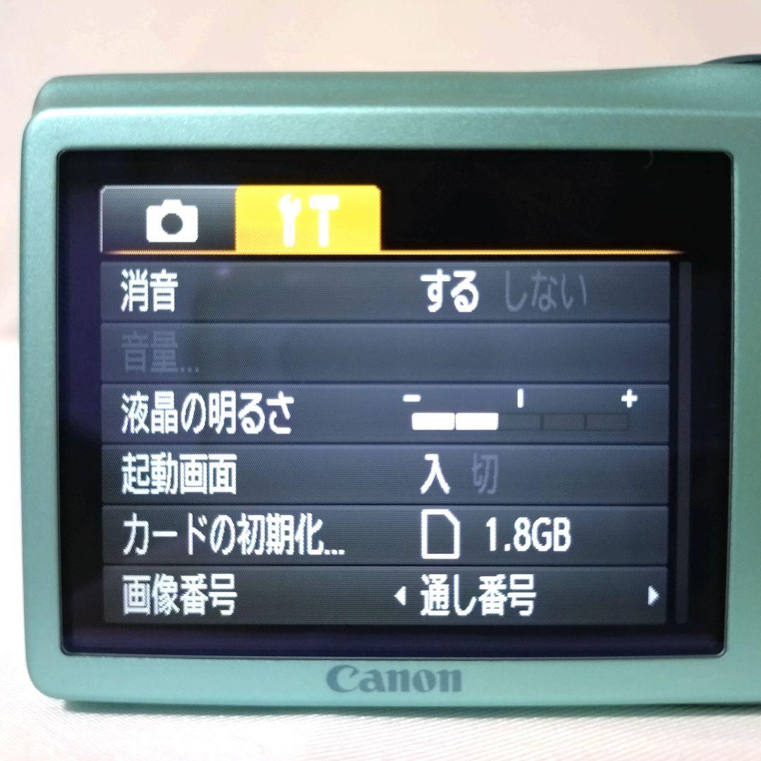 美品　Canon　IXY 200F　グリーン　デジカメ　オールドコンデジ