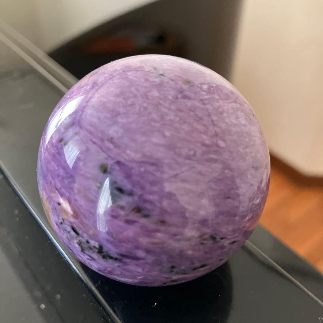 高品質！チャロアイト　スフィア　天然石置物　E206