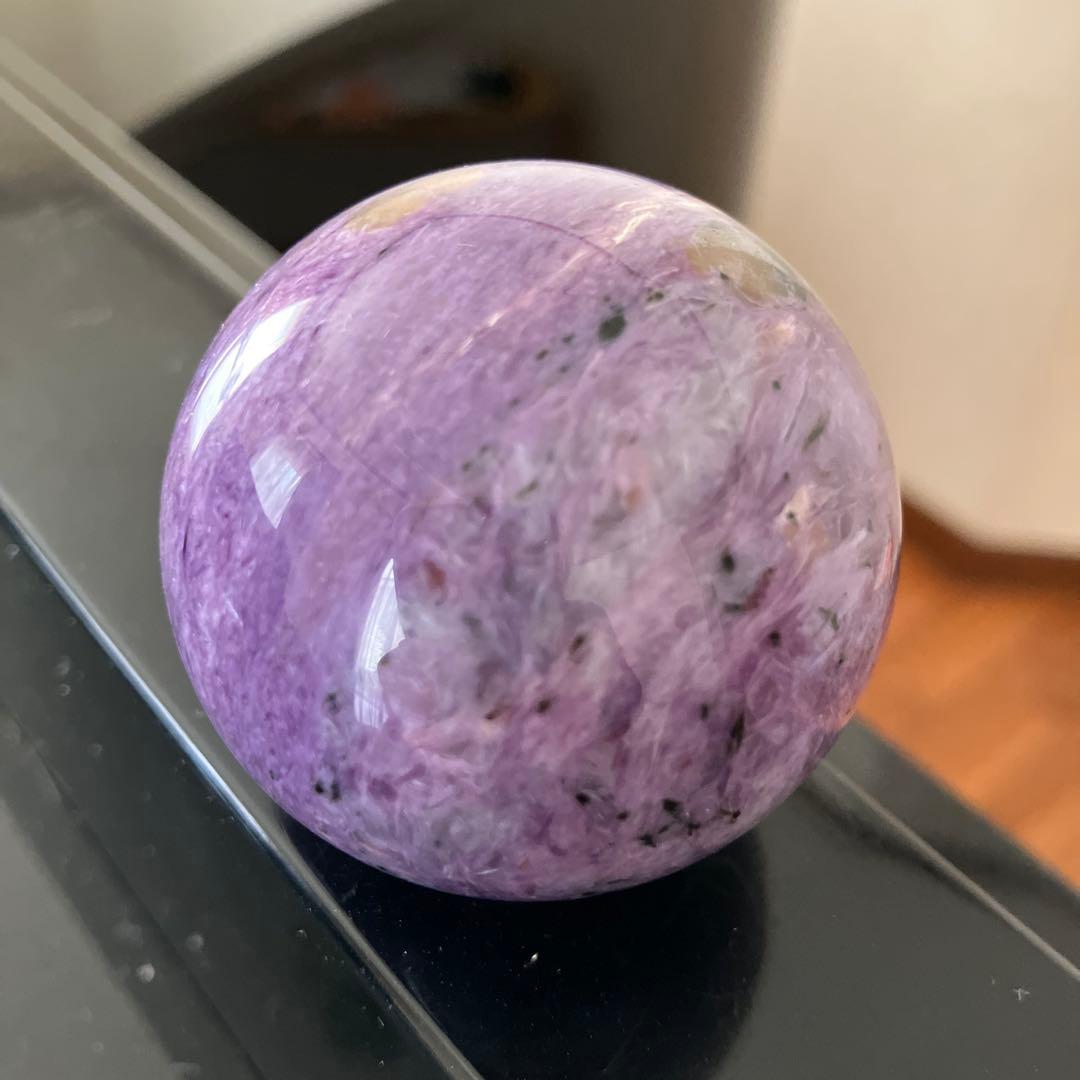 高品質！チャロアイト　スフィア　天然石置物　E206