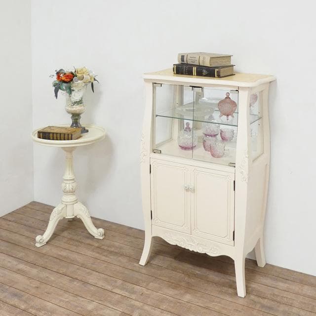 【新品・送料無料】【完成品】コモ　ガラスキャビネット　(ブラウン)(ホワイト)