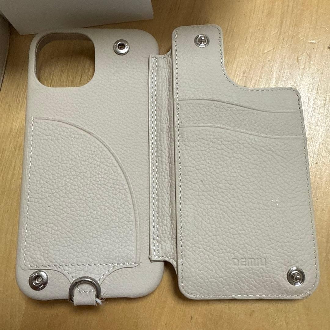 DEMIU ベージュ iPhone用ケース ストラップ付き