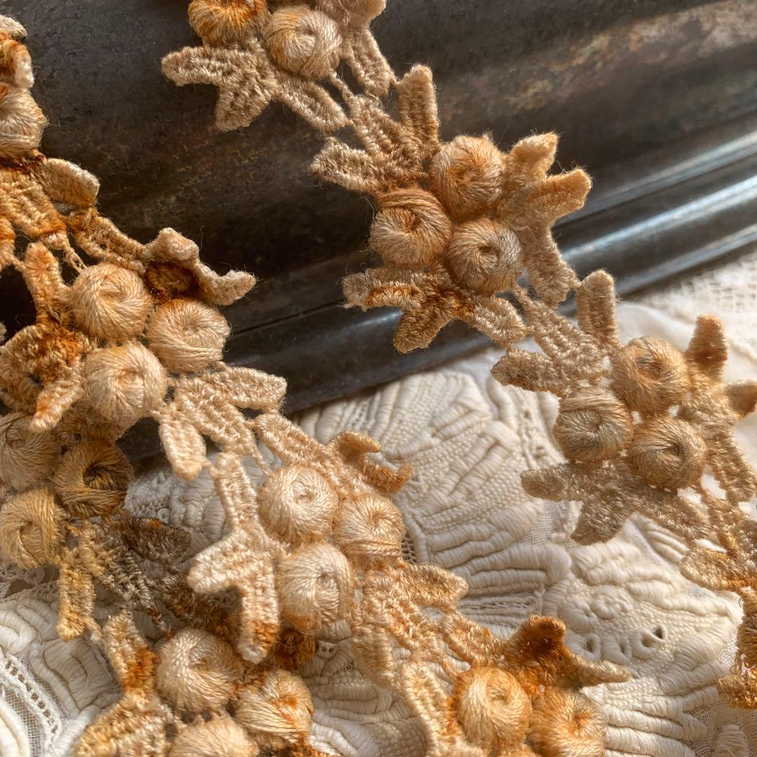 ジャンクジャーナル素材☆錆染立体フラワレース2メートル420