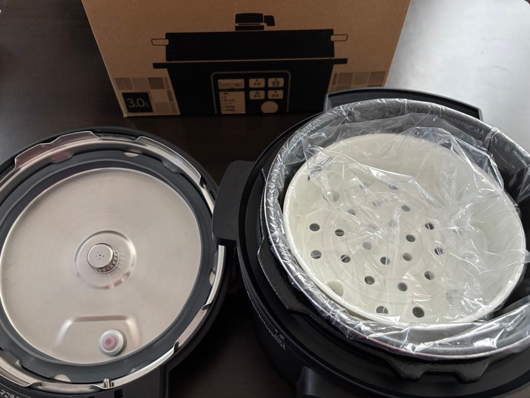 未使用アイリスオーヤマ電気圧力鍋ヘルシープラス 3.0L ブラック