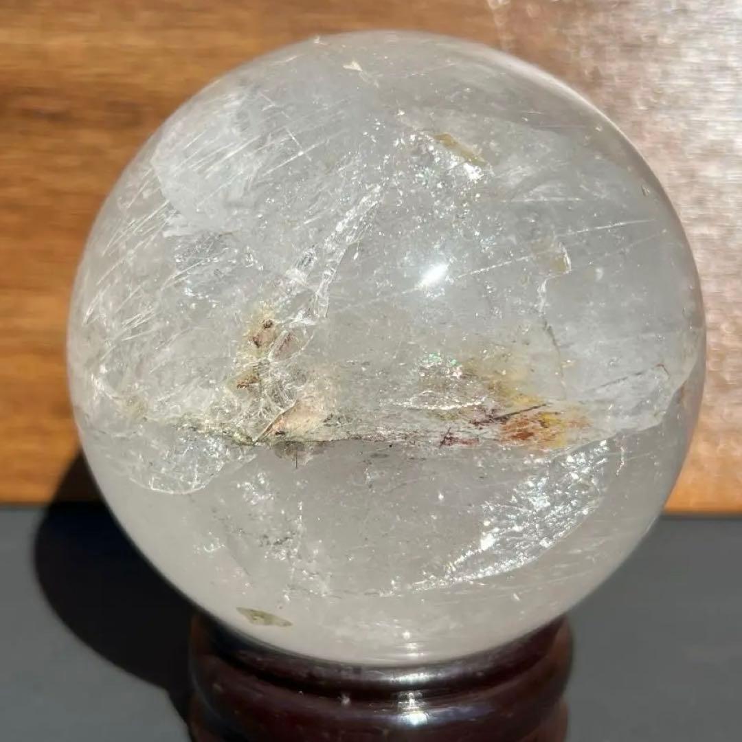 ✳️専用‼️特大 存在際立つ極上丸玉✨虹入り 水晶 丸玉 ルチル 角閃石 天然石