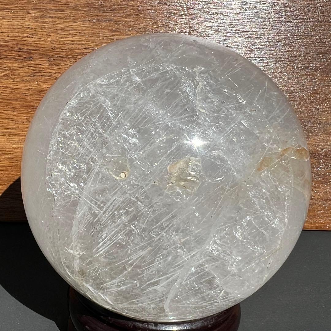 ✳️専用‼️特大 存在際立つ極上丸玉✨虹入り 水晶 丸玉 ルチル 角閃石 天然石