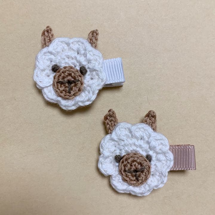 ♡アルパカ　ベビーキッズヘアクリップ　ヘアピン  ヘアゴム　ハンドメイド