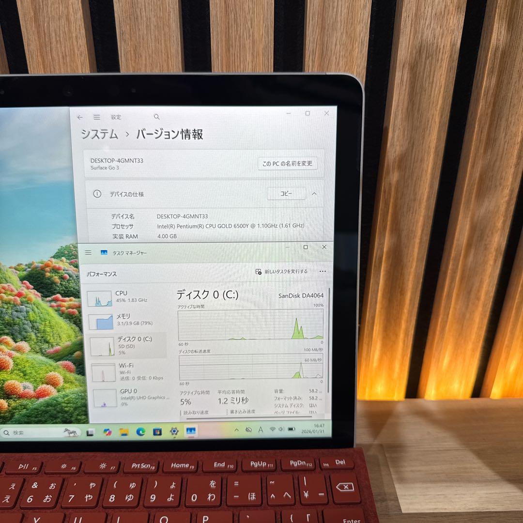 美品 2in1モデル‼️Surface Go 3☘希少レッド☘大人気ノートパソコン