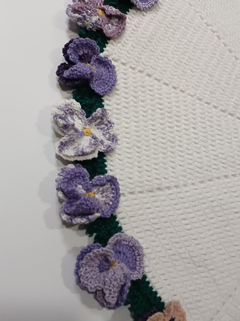 パンジーの　花束ブランケット　カシミア100%で温か