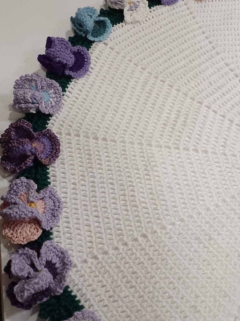 パンジーの　花束ブランケット　カシミア100%で温か