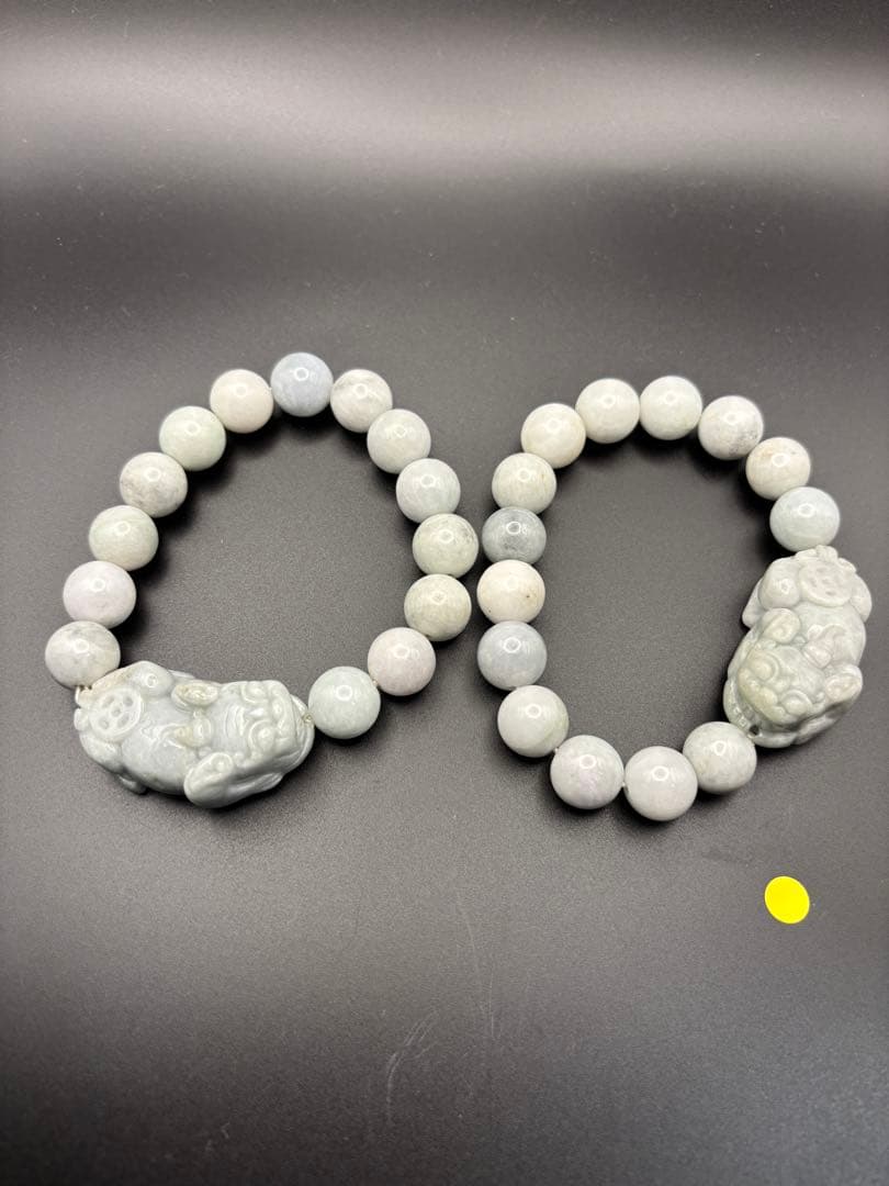 天然石　翡翠貔貅ブレスレット　右向き左向きペア 開運　金運　風水　お守り　(3)