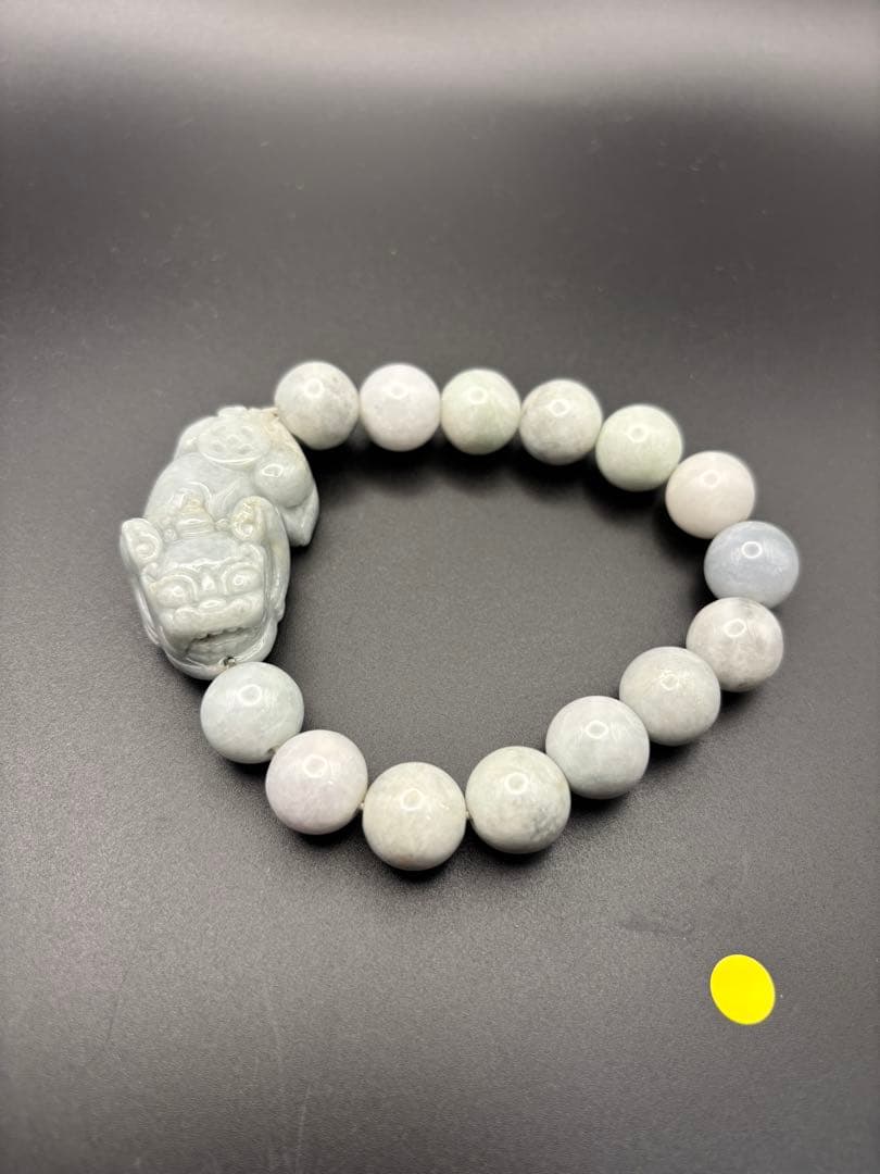 天然石　翡翠貔貅ブレスレット　右向き左向きペア 開運　金運　風水　お守り　(3)