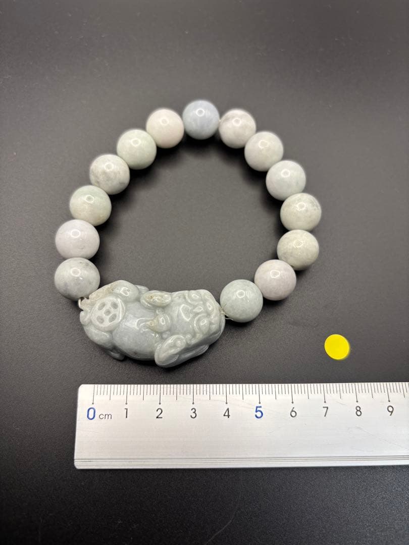 天然石　翡翠貔貅ブレスレット　右向き左向きペア 開運　金運　風水　お守り　(3)