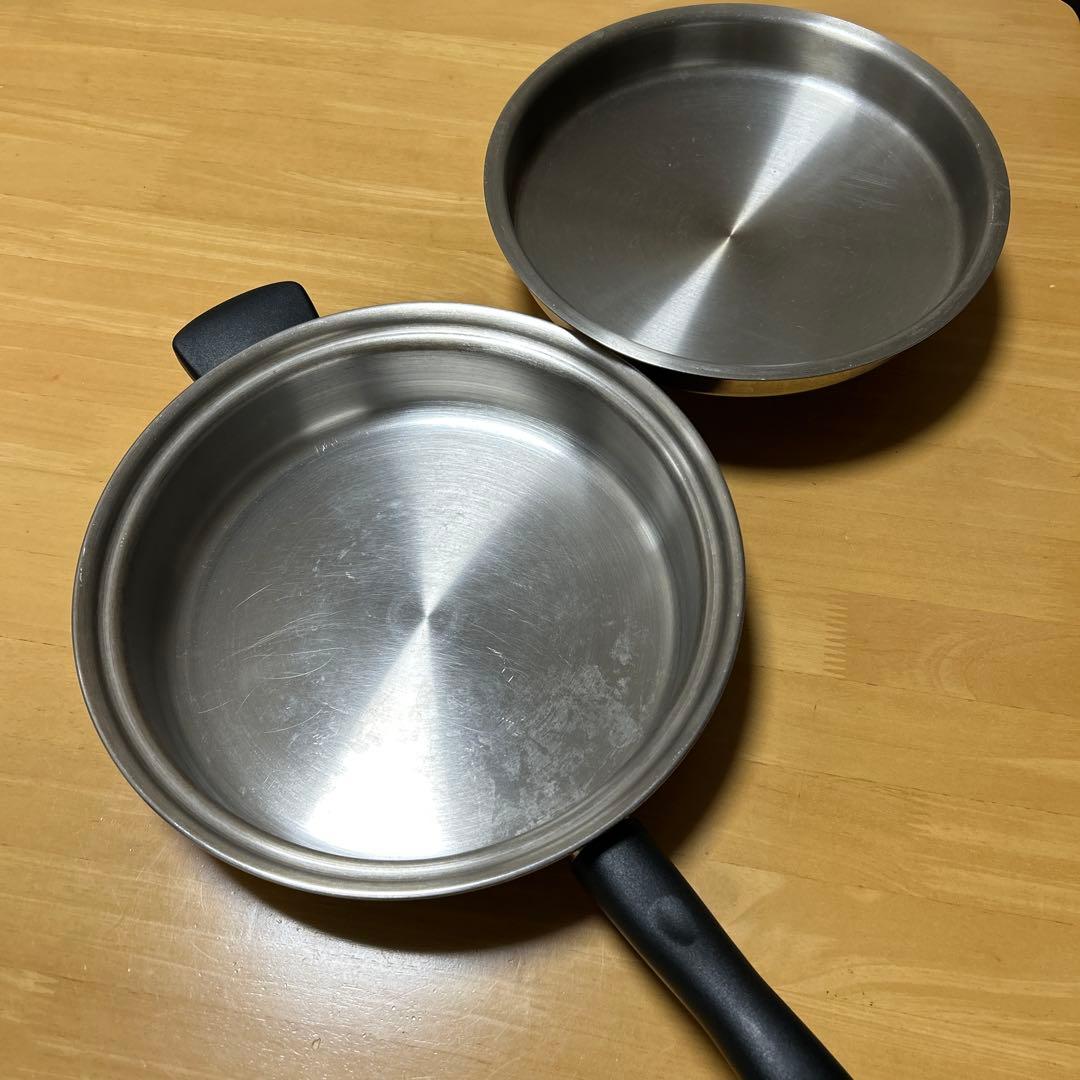 アムウェイ　大フライパン（フタ付）ステンレス　ガス火、IH可能　➕DVD