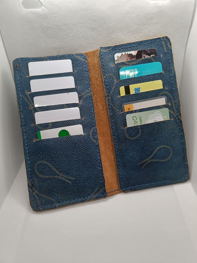 デニムヌメ革 長財布 カード大容量　カード最大20枚収納　一点物　新品