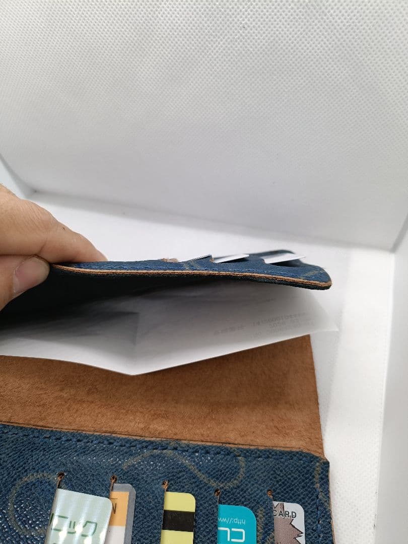 デニムヌメ革 長財布 カード大容量　カード最大20枚収納　一点物　新品