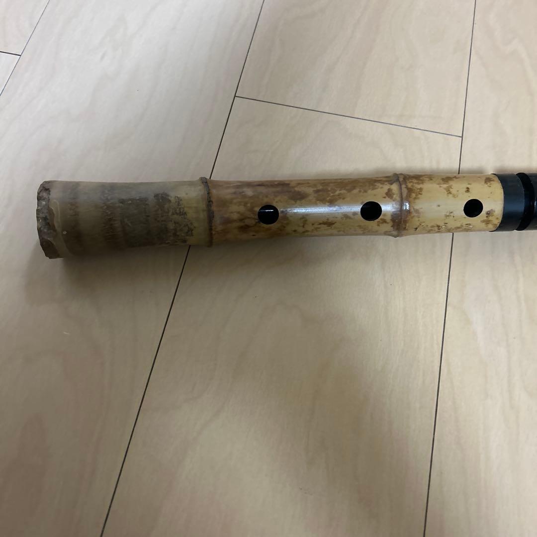 希少 尺八 琴古流 1尺8寸 5孔 銘あり 1印 根竹 二分割 和楽器 竹