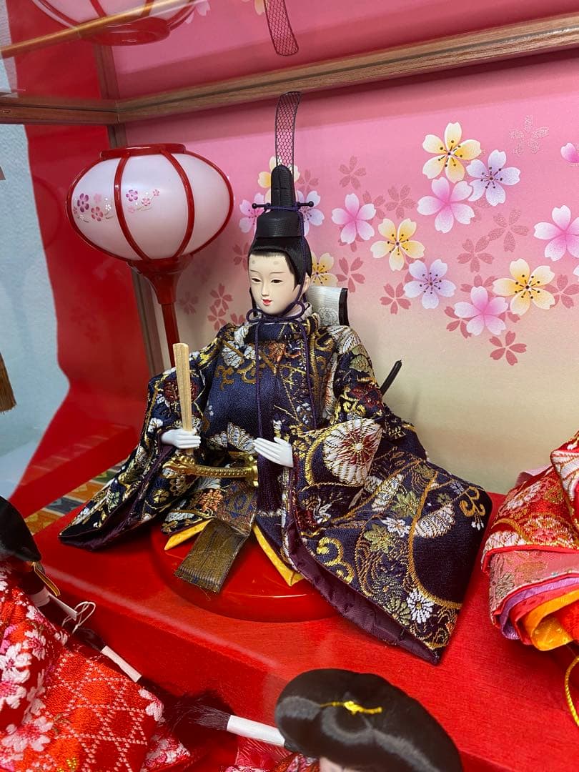 東京久月　雛人形五人飾りアクリルケース入り・間口約５２×奥行約３２×高さ約３５㎝