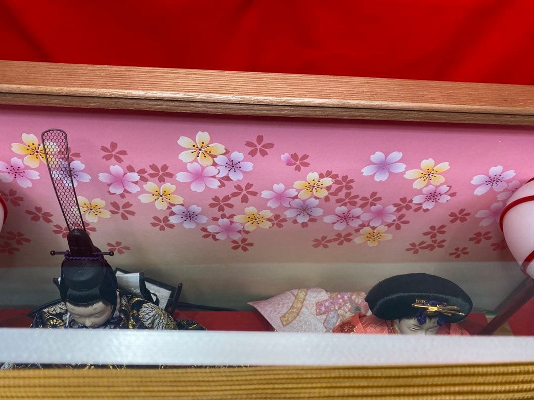 東京久月　雛人形五人飾りアクリルケース入り・間口約５２×奥行約３２×高さ約３５㎝