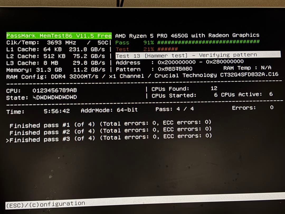 Crucial ノートPC用 DDR4-3200 32GBx1枚 動作確認済み